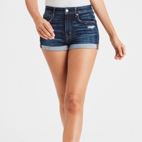 Hi Rise Shortie Denim Shorts Indigo 